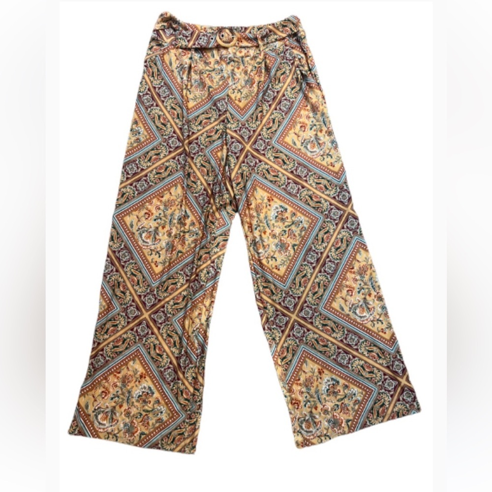 Cato Boho Wide Leg Pants Women’s Multicolor Geometric Floral Print - Picture 3 of 11